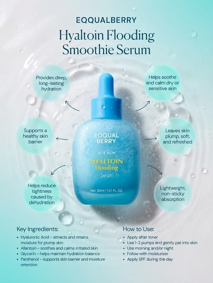 سرم آبرسان و ترمیم کننده هیالتوئین اکوال بری | EQQUALBERRY Hyaltoin Flooding Serum - Image 2
