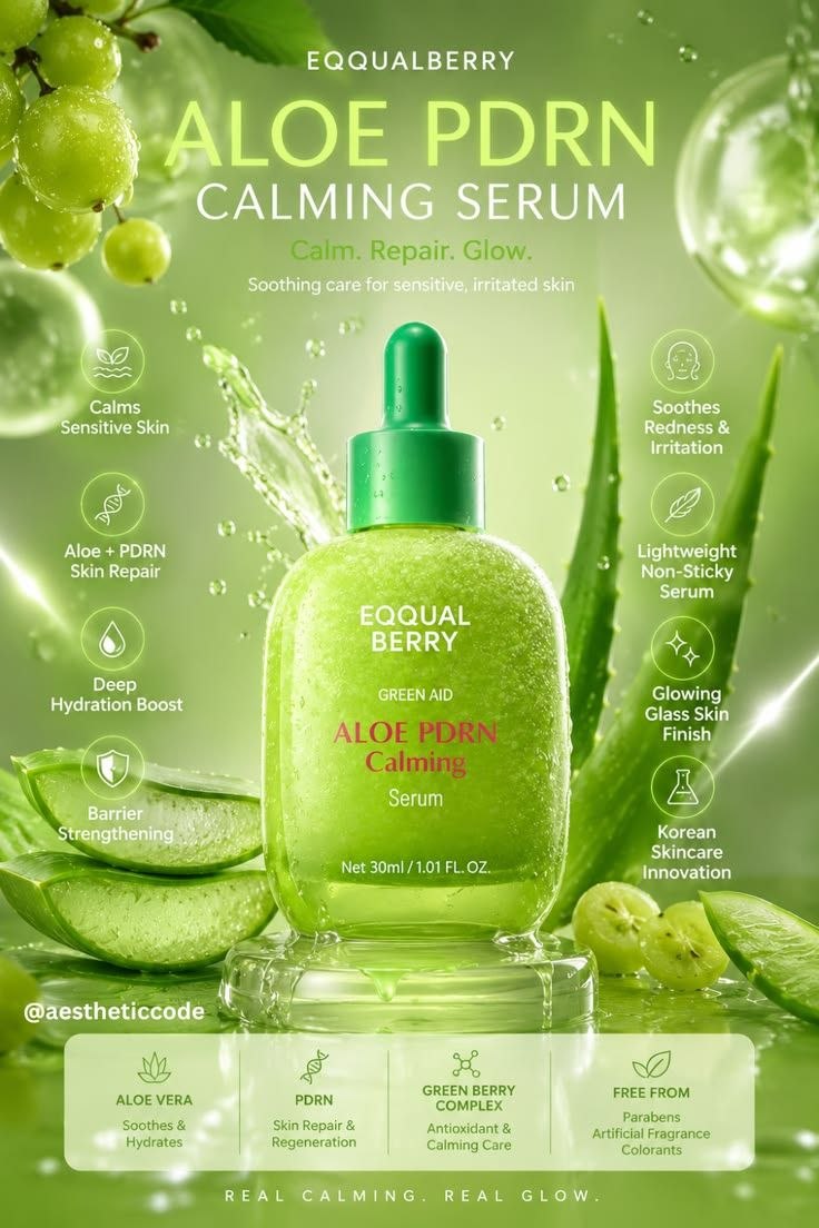 سرم PDRN تسکین دهنده و ترمیم کننده آلوئه ورا اکوال بری | EQQUALBERRY Aloe PDRN Calming Serum) - Image 2