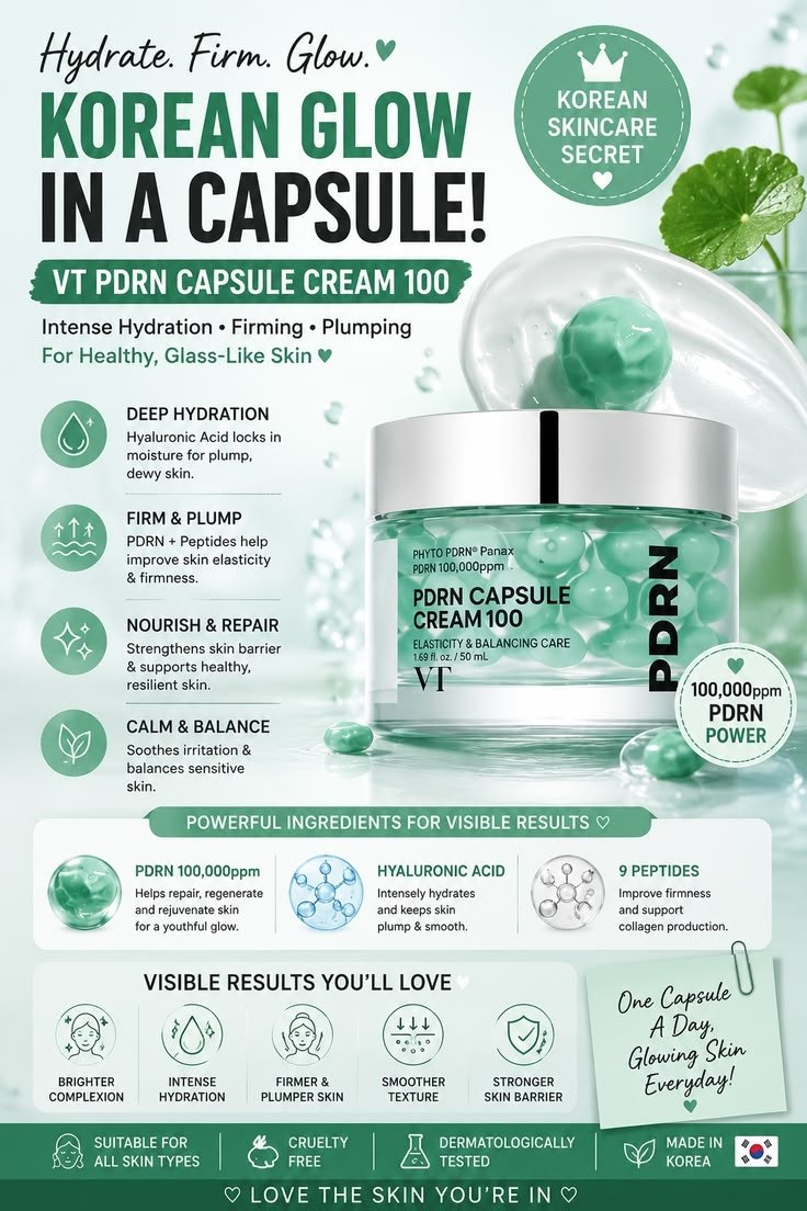 کرم کپسولی بازسازی کننده و آبرسان PDRN ویتی مدل 100 | VT COSMETICS PDRN Capsule Cream 100 - Image 2